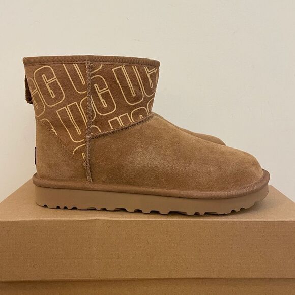 UGG Classic Mini II UGG Graphic Boots Chestnut USA Women Size 6/UK 4/EU 37 - Picture 6 of 14